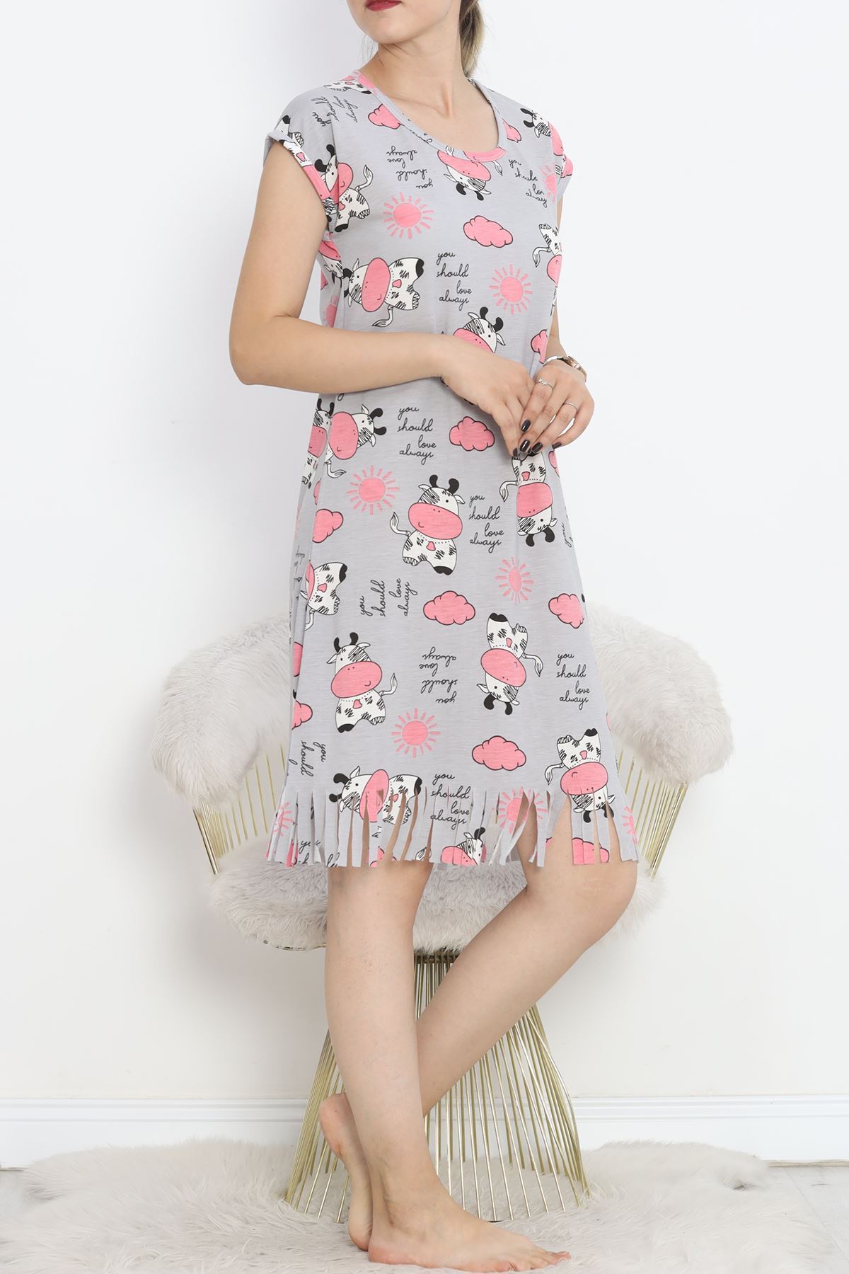 Printed Rotation Tassel Dress Gripembe