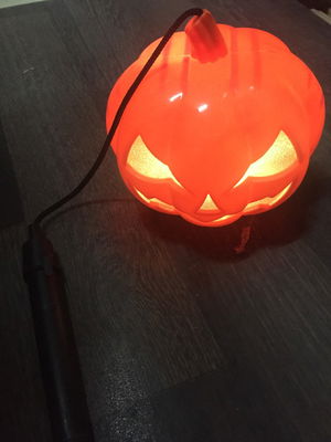 Orange Color Pumpkin Decor Ornament with Led Light and Sound Handle 40 cm