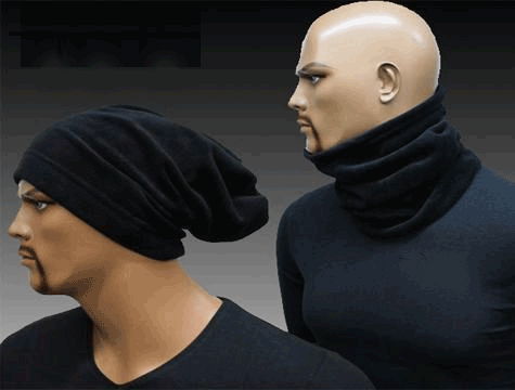 Fleece Beanie Neck Collar Unisex - Black