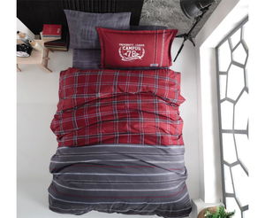 Young Ranforce Single Duvet Cover Set Campus v1 Burgundy