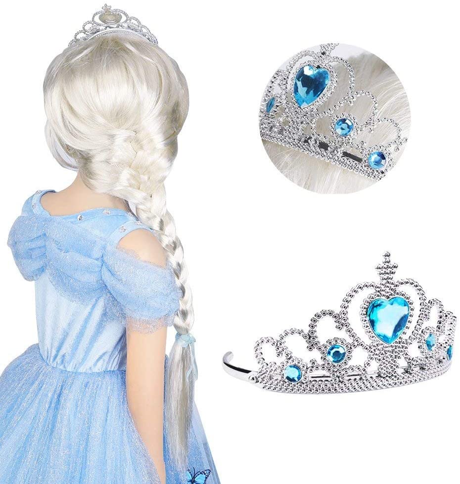 Frozen Elsa Blue Heart Crown and Blue Wand Set Child Size