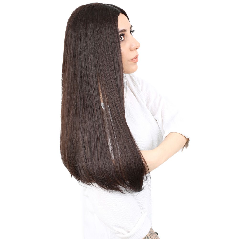 Kanekalon Fiber Synthetic Long Straight Wig / Dark Brown