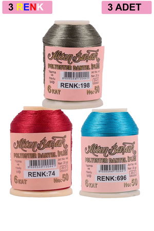 3 Pieces Altinbasak Oya and Lace Floss 20 gr - Turk - No: 074 - 696 - 198