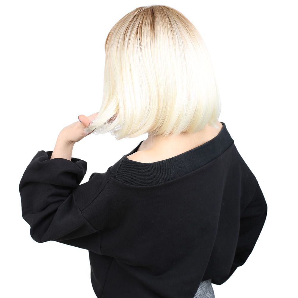 Kanekalon Fiber Synthetic Wig with Short Blunt Special Bangs / Balkan / Platinum Ombré