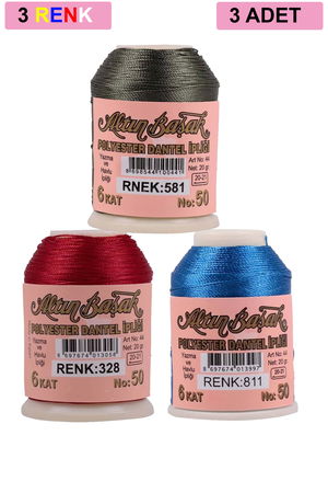 3 Pieces Altinbasak Oya and Lace Floss 20 gr - Turk - No: 328 - 811 - 581