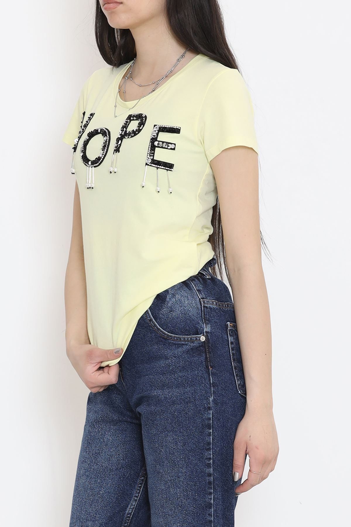 T-shirt with Sparkling Tassels Yellow