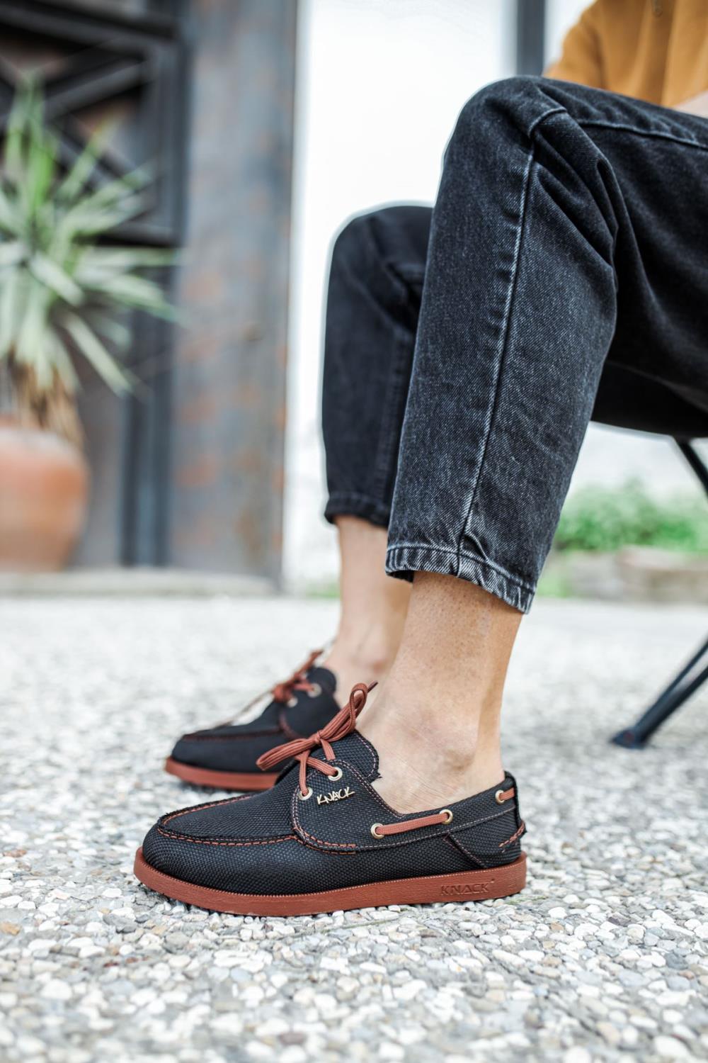 Seasonal Linen Shoes Black (Tan Sole)