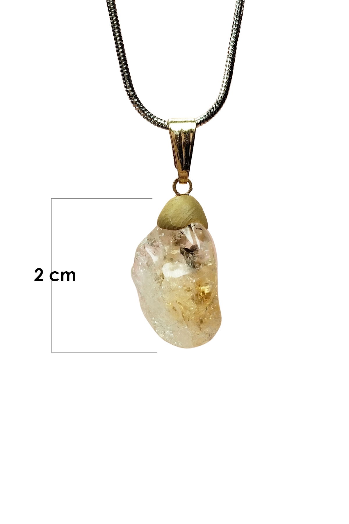 Citrine Natural Stone Handmade Pendant with Chain: 2 cm Chain: 20 cm Boxed