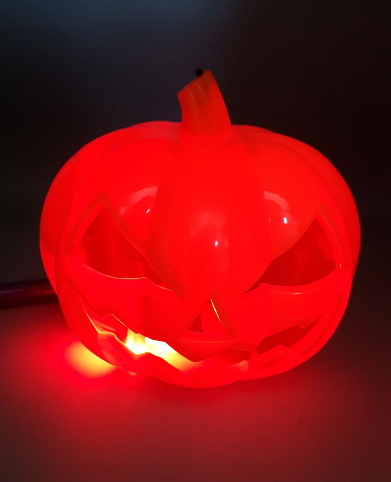 Orange Color Pumpkin Decor Ornament with Led Light and Sound Handle 40 cm