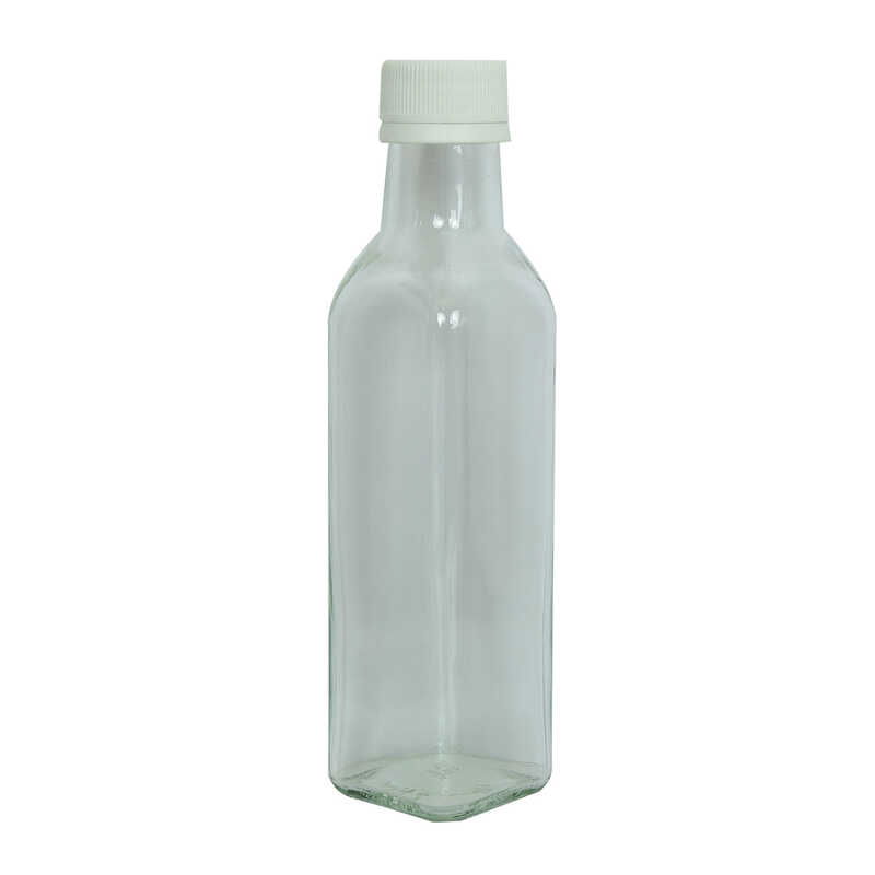 Empty Glass Bottle with Ziplock Cap Transparent Color 250 cc