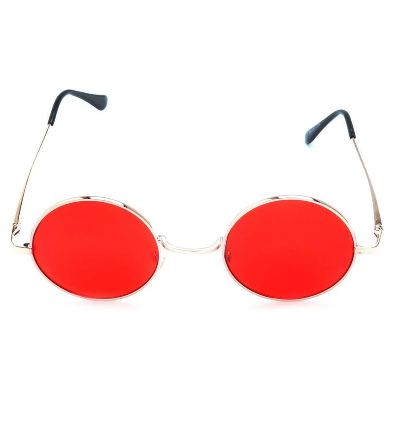 Round Glass John Lennon Style Red Glasses with Gold Frame