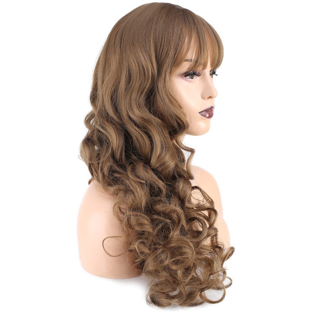 Long Kanekalon Fiber Synthetic Wig with Wavy Custom Bangs / Baby Sandal