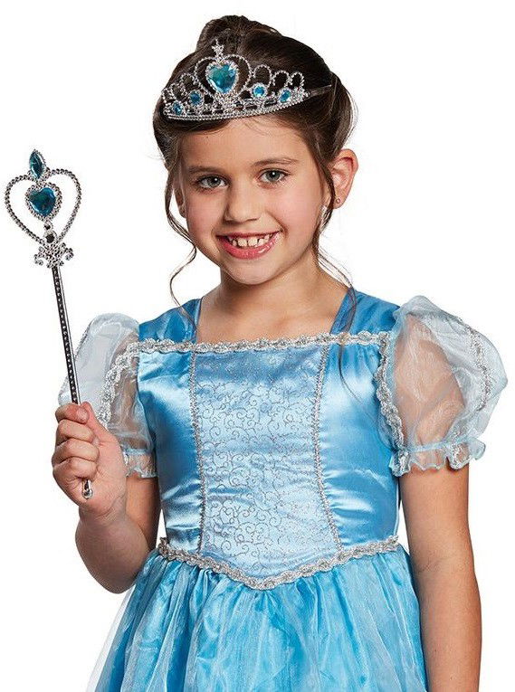 Frozen Elsa Blue Heart Crown and Blue Wand Set Child Size