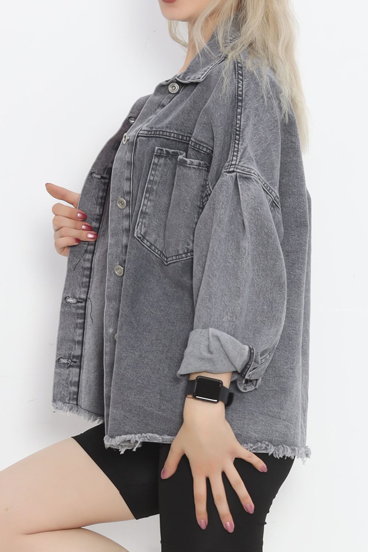 Front Pockets Denim Jacket Anthracite