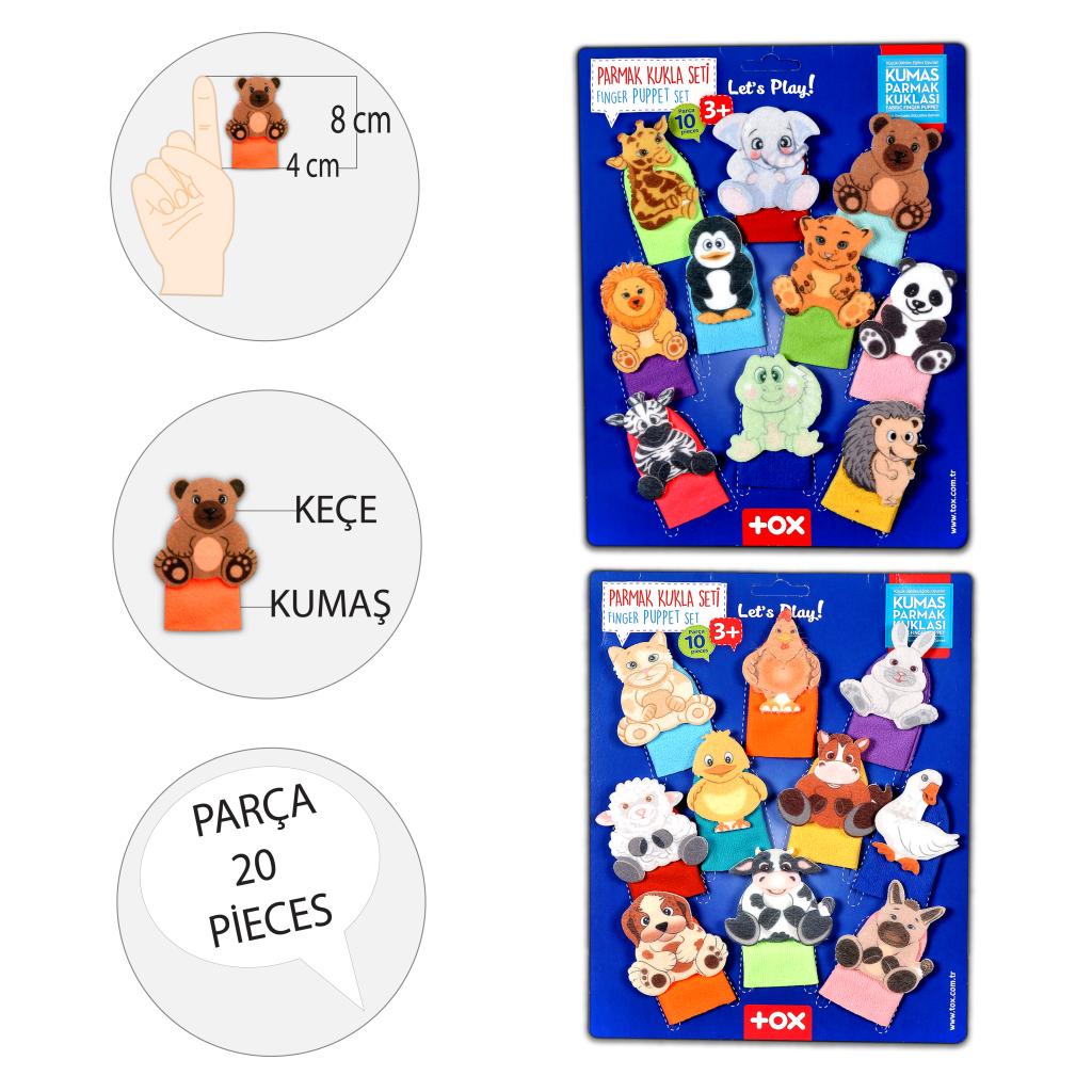 2 Sets - 20 Pieces Wild Animals and Pets Finger Puppet