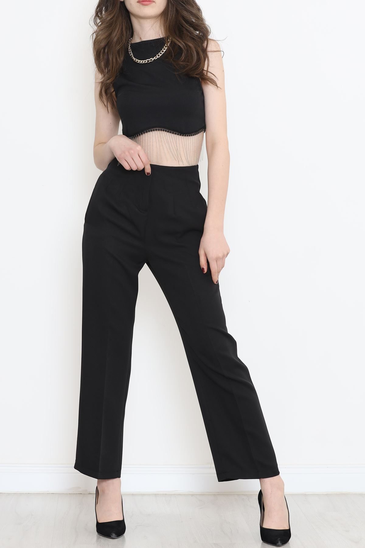 Waist Cuffed Pants Black