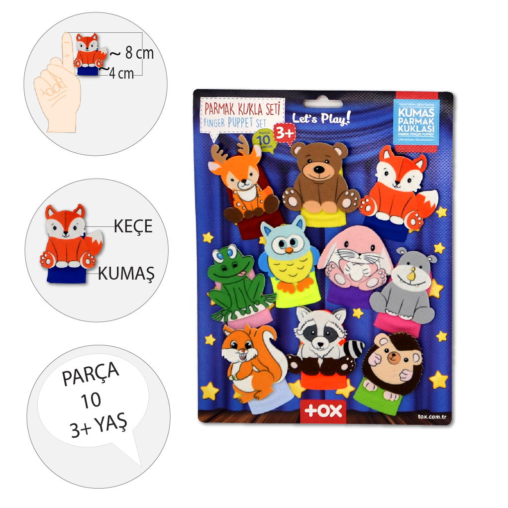 Forest Animals 10 Piece Finger Puppet Set