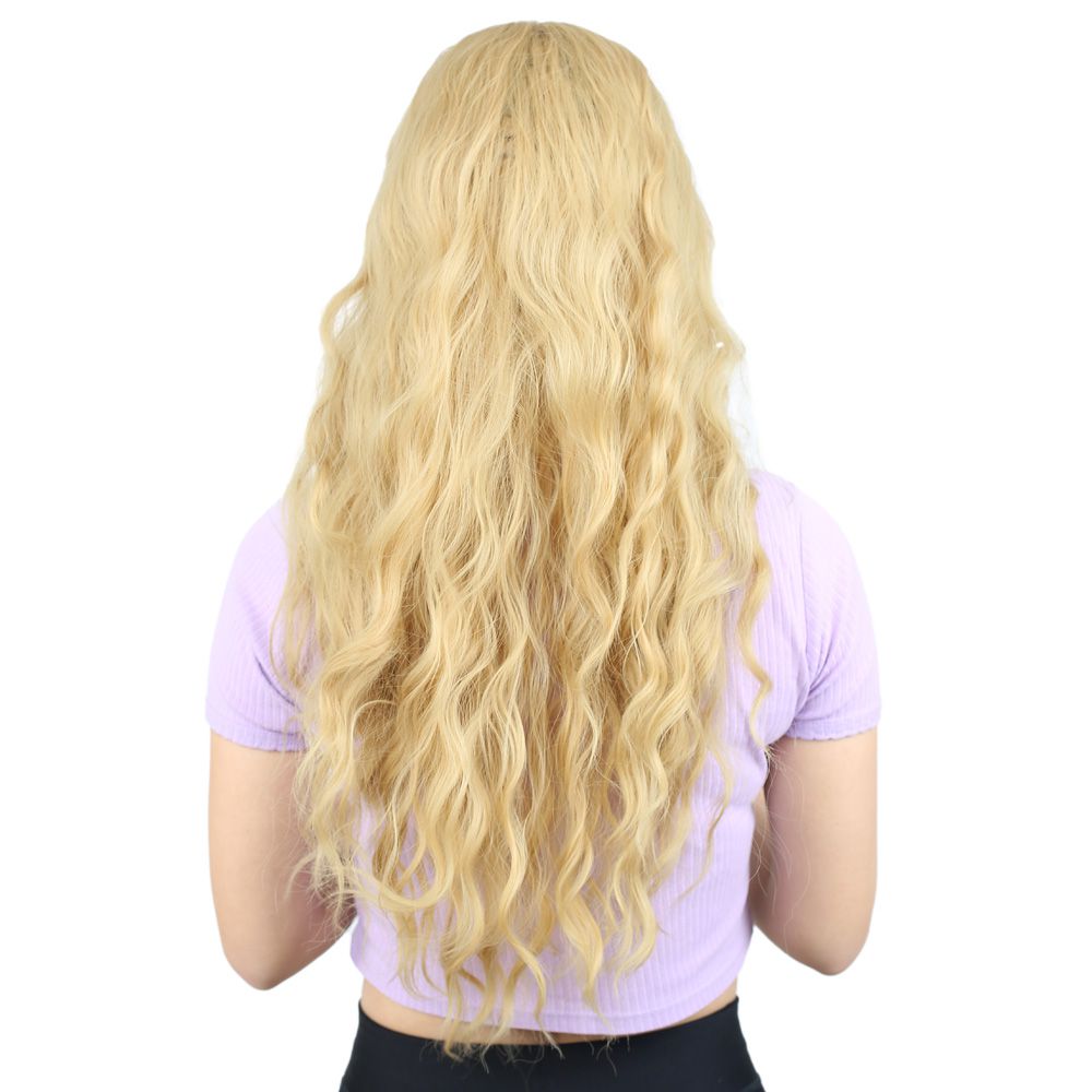 Kanekalon Fiber Synthetic Wig with Long Bangs with Water Wavy Look / Yellow