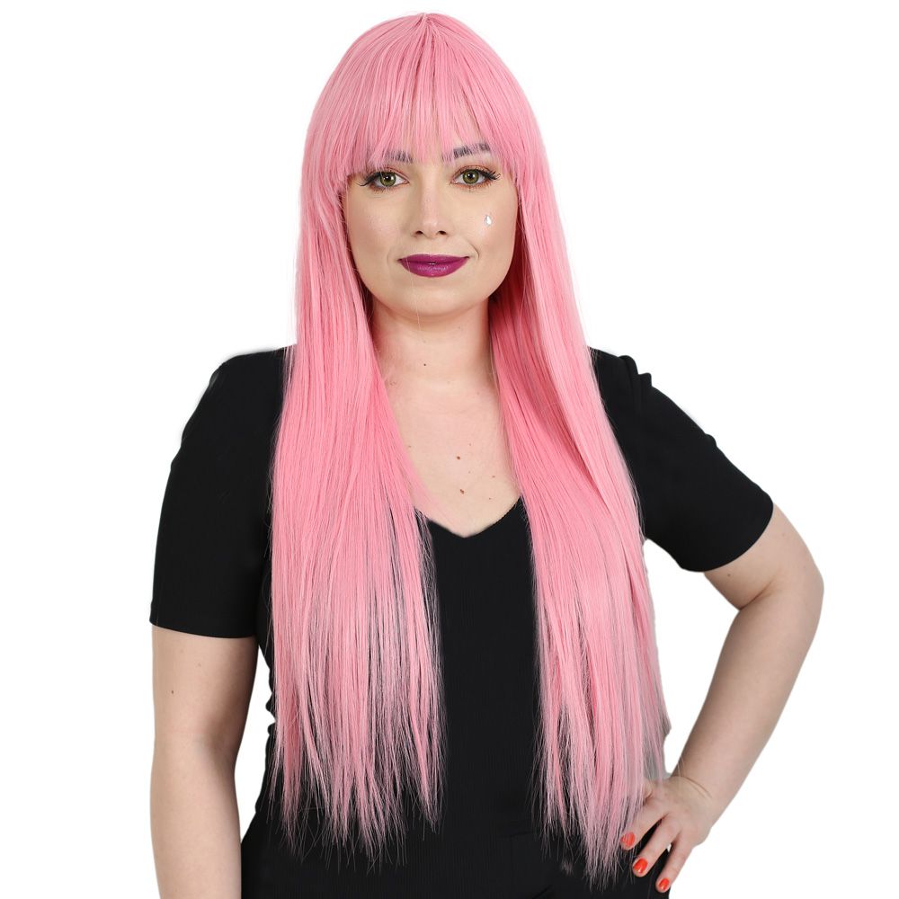 Kanekalon Fiber Synthetic Wig with Long Bangs / Candy Pink