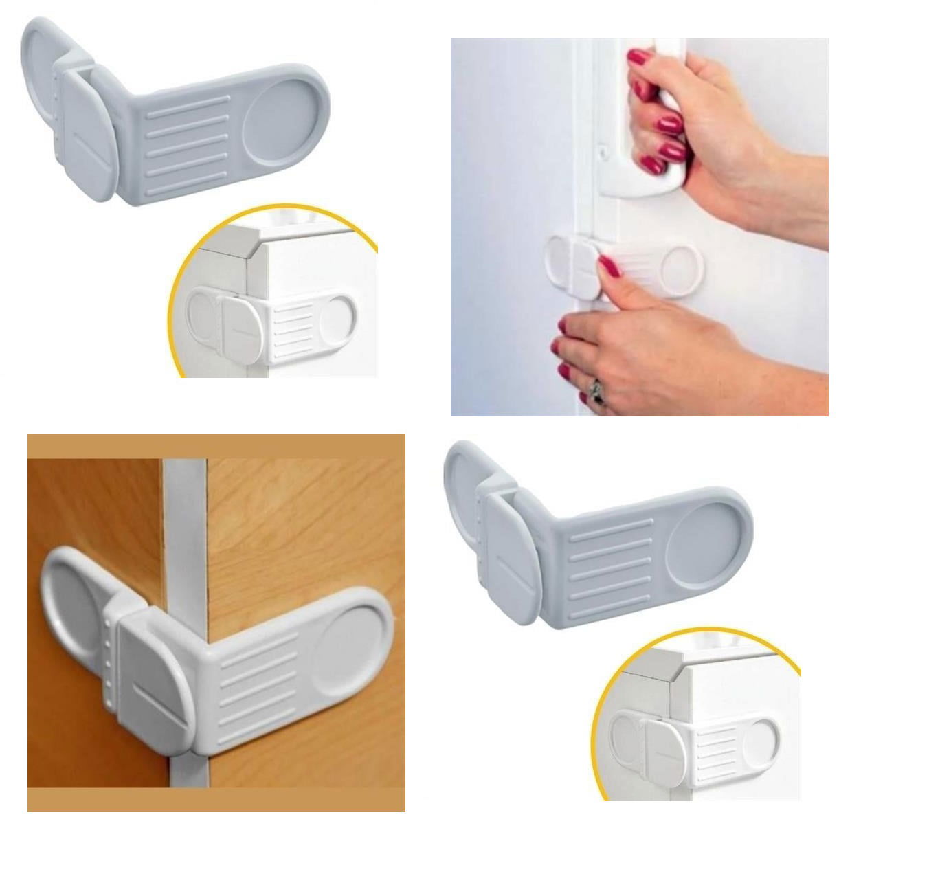 Baby Child Safety Self Adhesive Screwless Corner Cover Lock For Drawer And Cabinet