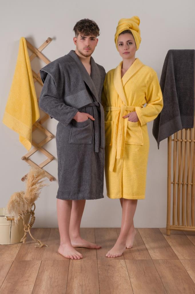 Jacquard Family Bathrobe Set Camilla Yellow Anthracite