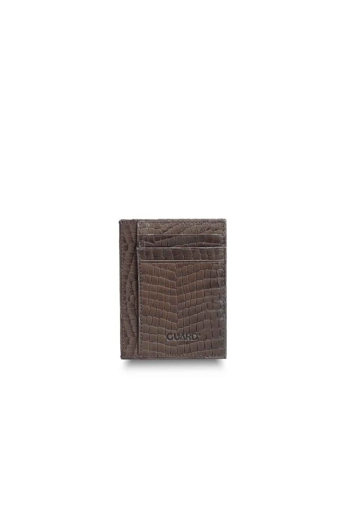 Texas Print Brown Leather Card Holder