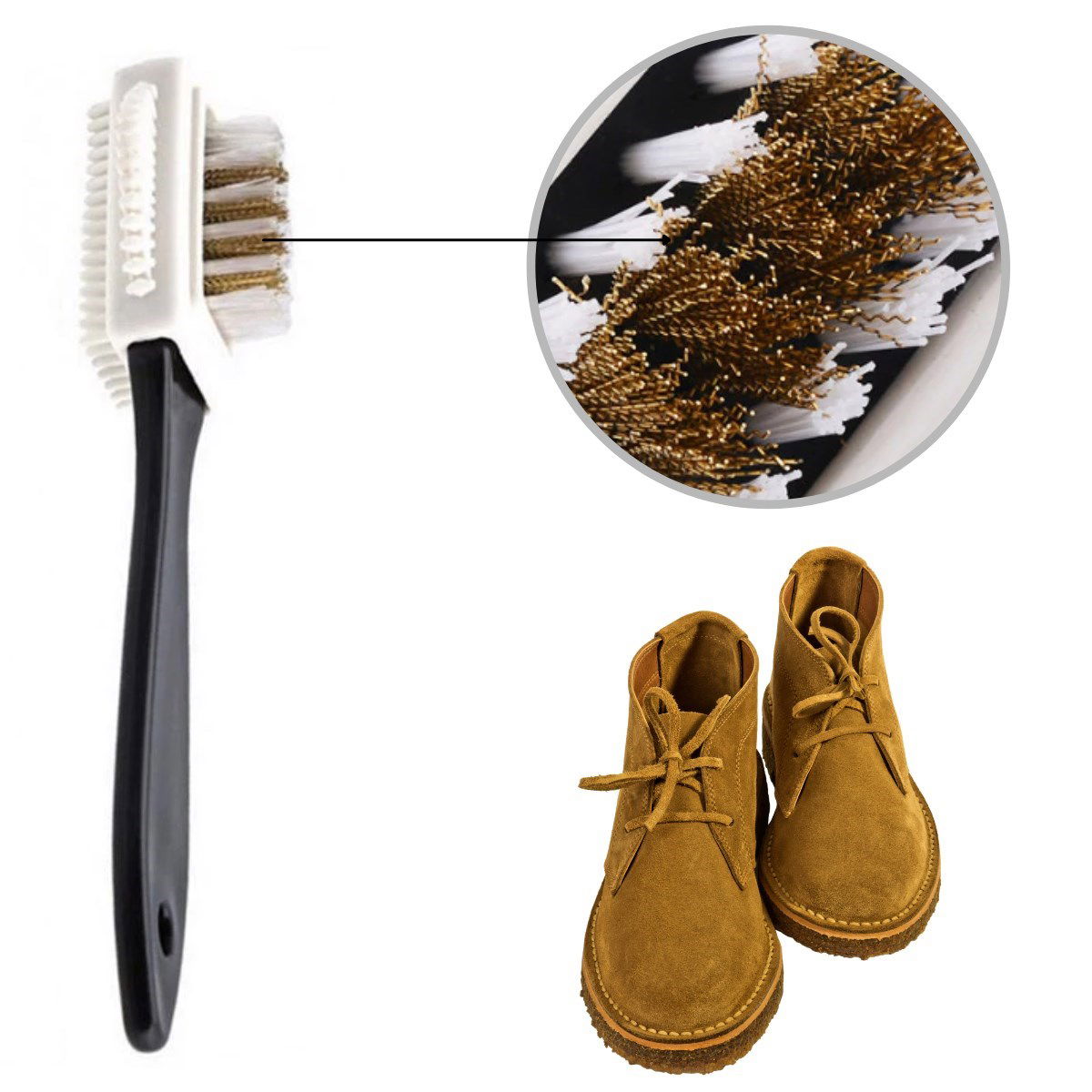 Three Sided Portable Suede Boots Shoe Cleaning Care Brush