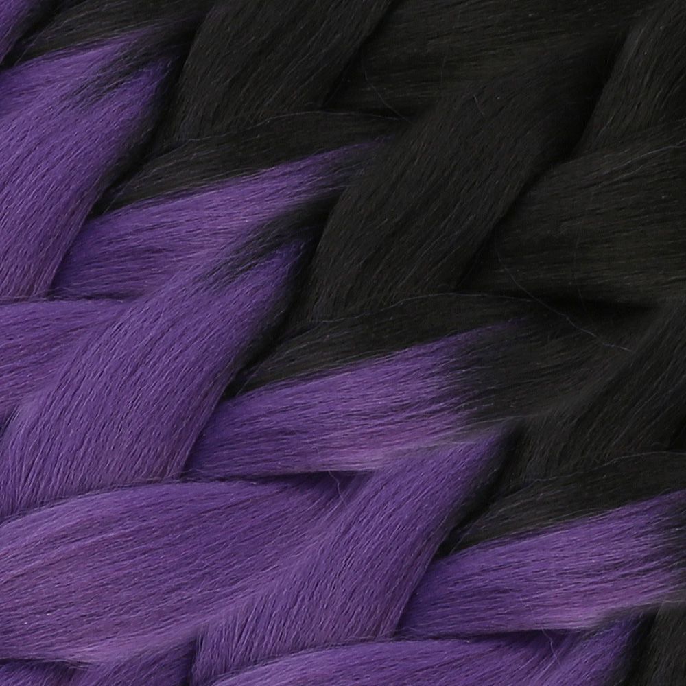 Synthetic Color Transition Hair / Black / Ashy Purple For Afro Braid And Rasta