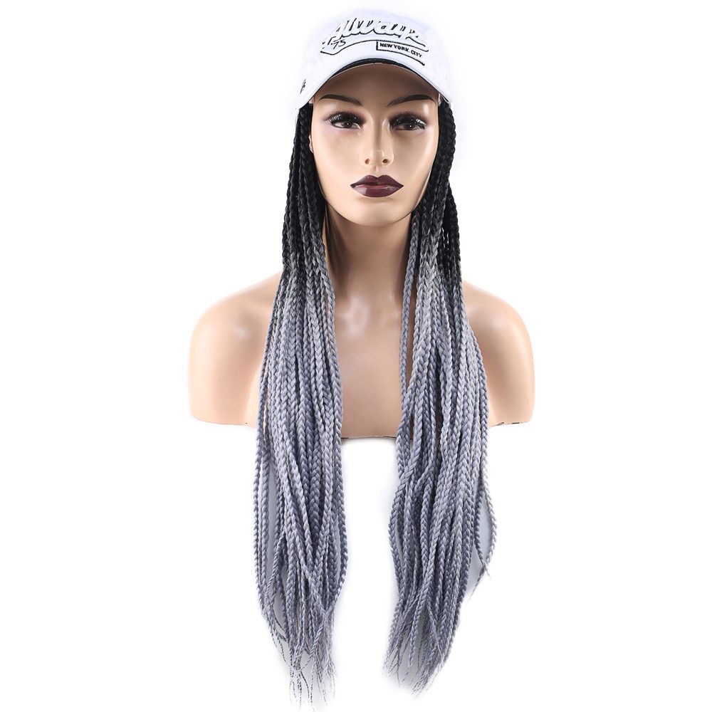 White Hat Look Mesh Wig / Black / Light Gray Ombré