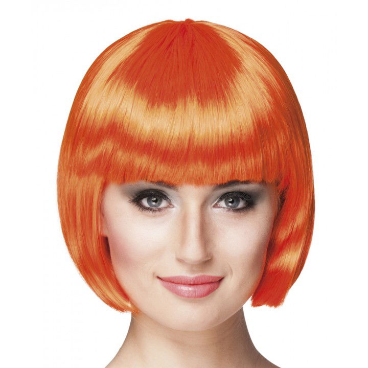 Orange Color Party Wig Blunt Hair