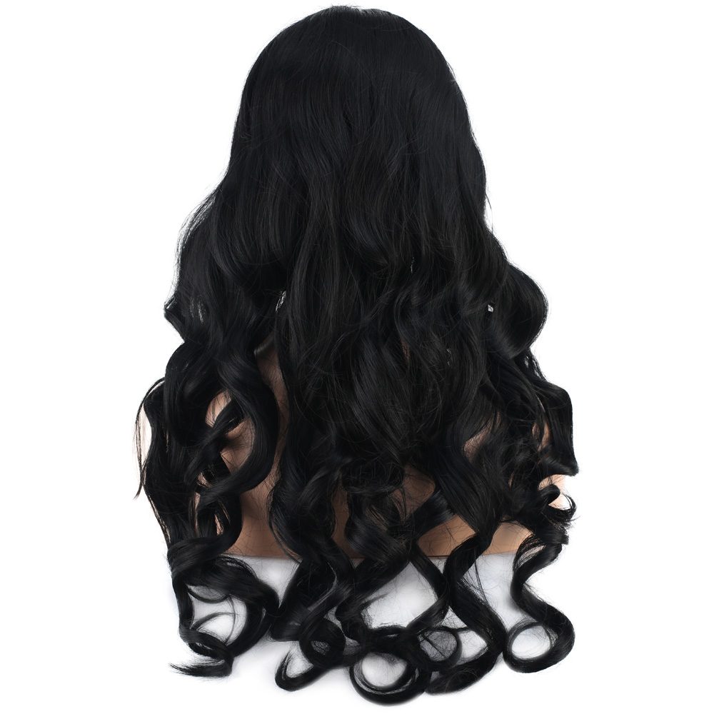 Long Kanekalon Fiber Synthetic Wig with Wavy Custom Bangs / Dark Chestnut