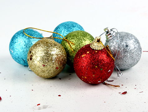 Christmas Tree Ornament Shiny Ball 6 Pieces - Large Size