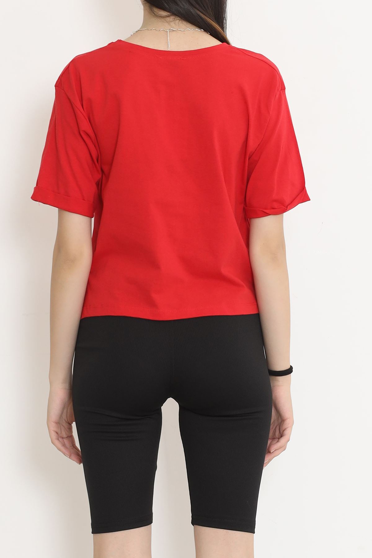 Printed Crop T-shirt Red