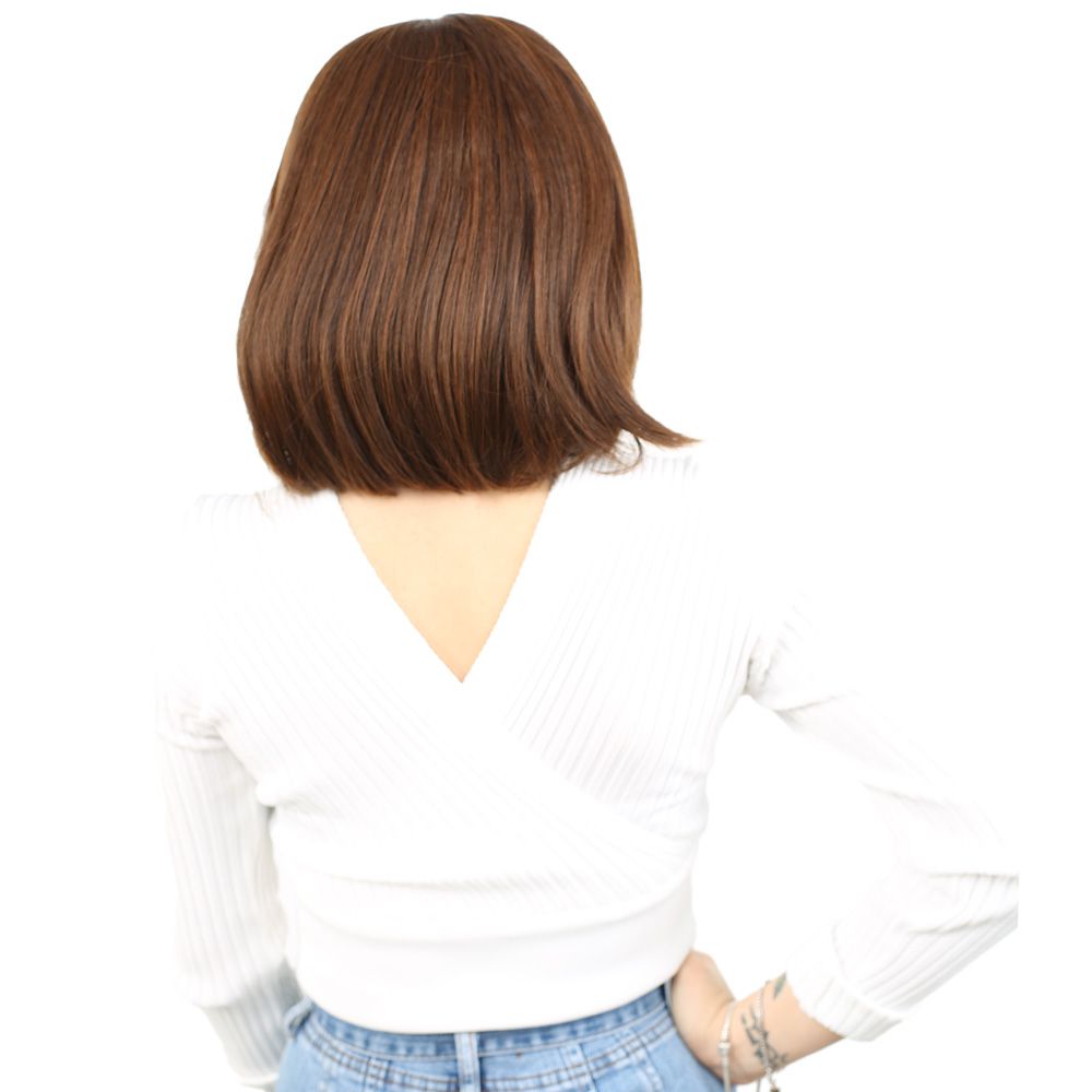 Kanekalon Fiber Synthetic Wig Short Straight / Coffee Caramel with bangs