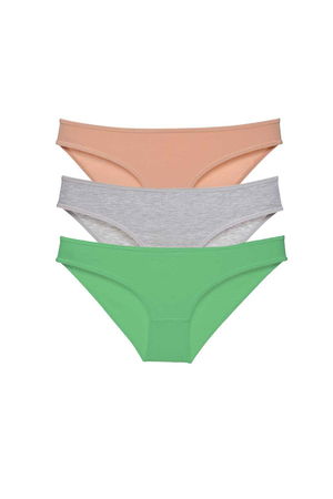 3pcs Eco Set Lycra Women Slip Panties Skin Gray Green