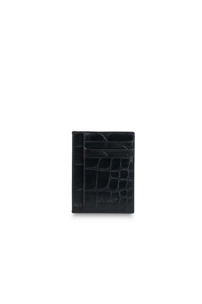 Black Crocodile Print Leather Card Holder