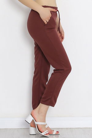 Crepe Lace-up Detailed Trousers Mud