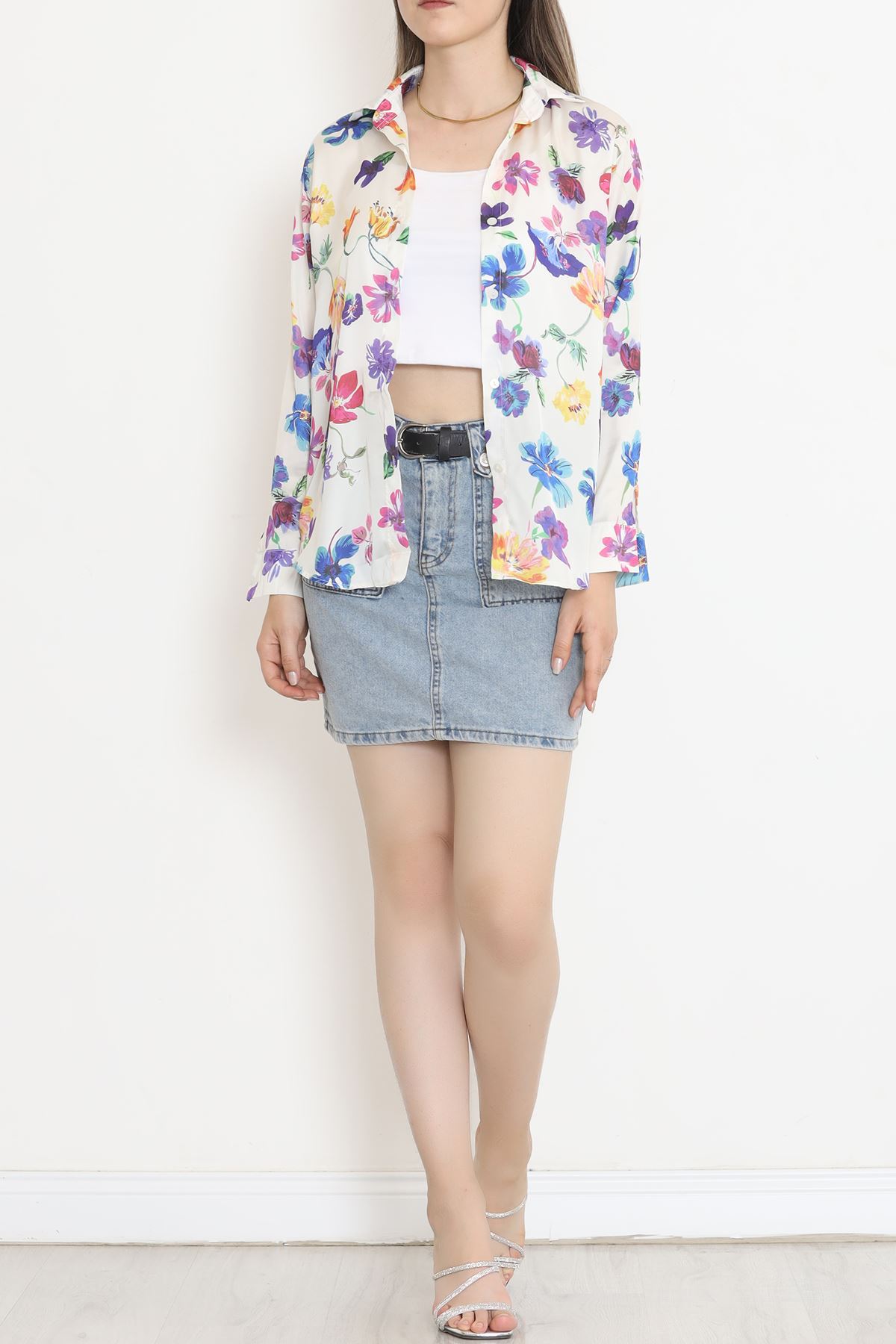 Patterned Satin Shirt Floral