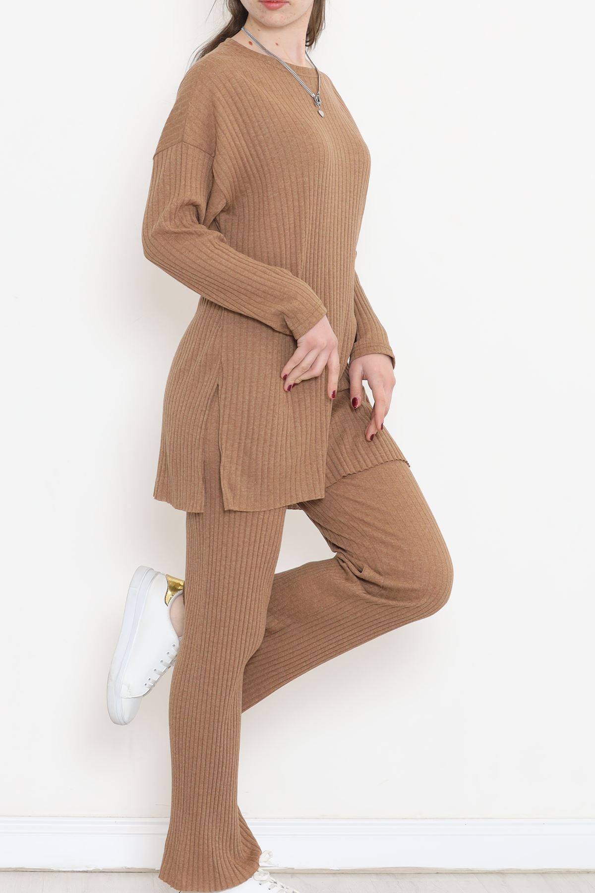 Long Sleeve Fitted Suit Camel