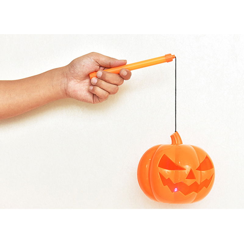 Orange Color Pumpkin Decor Ornament with Led Light and Sound Handle 40 cm