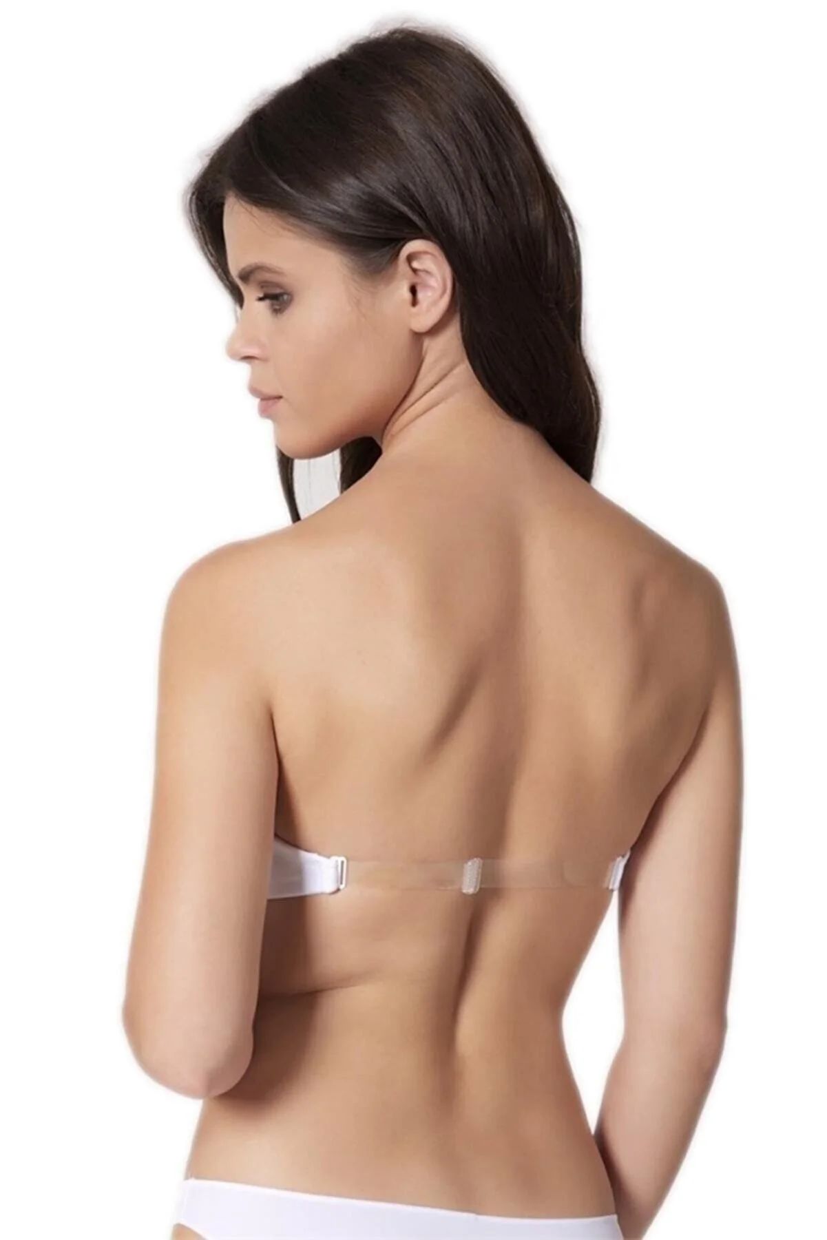 Women's White Back Transparent Strapless Unpadded 2550