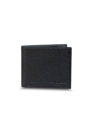 Black Double Pisot Horizontal Leather Men's Wallet