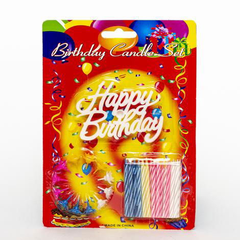 Colorful Candle White Happy Birthday Written Birthday Candle 12 Pieces