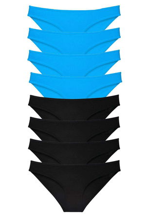 8pcs Super Eco Set Lycra Women Slip Panties Black and Blue