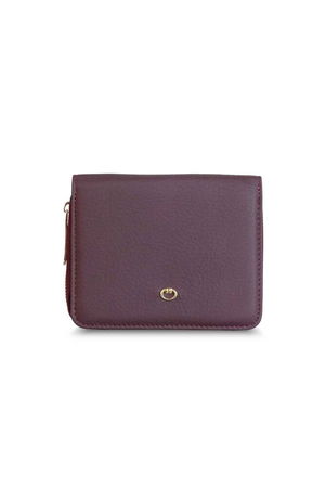 Burgundy Genuine Leather Women's Wallet with Coin Holder