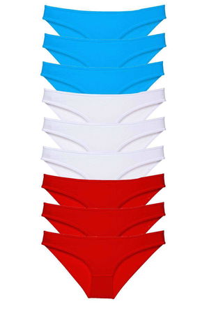 9pcs Super Eco Set Lycra Women Slip Panties Red White Blue