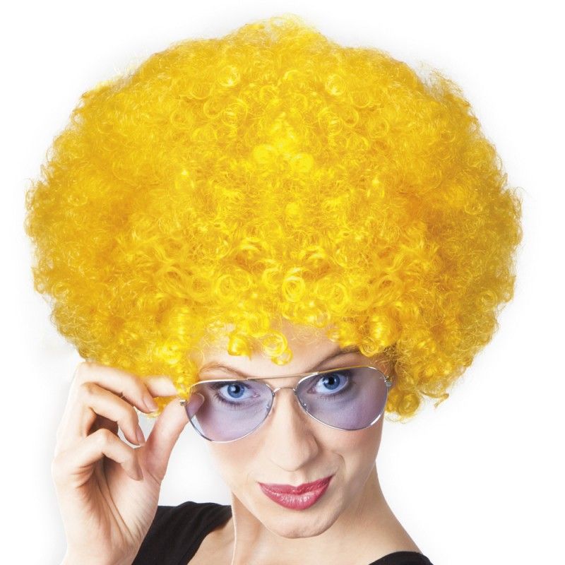 Yellow Color Curly Afro Bonus Wig