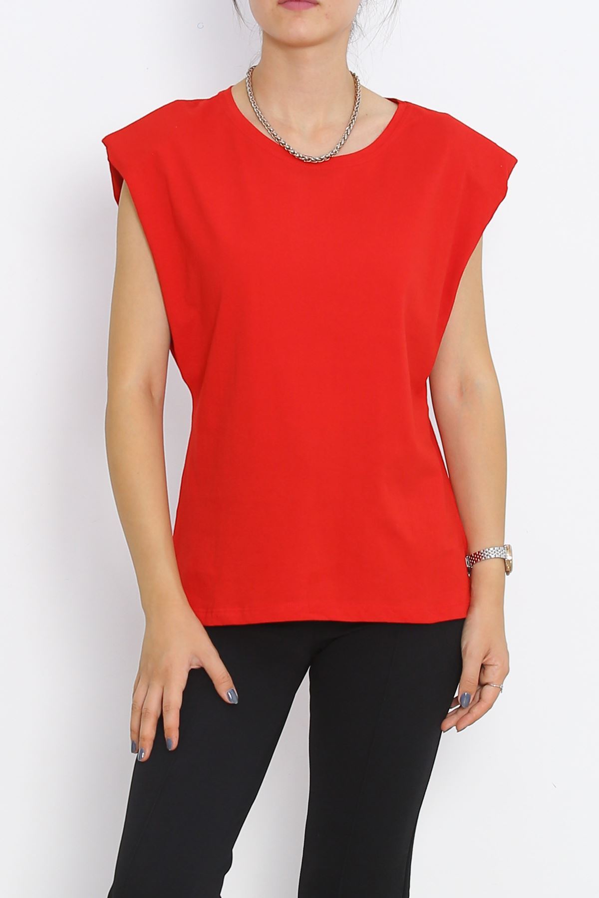 Padded Sleeveless T-Shirt Red