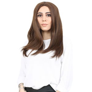 Kanekalon Fiber Synthetic Medium Straight Wig without bangs / Coffee Caramel