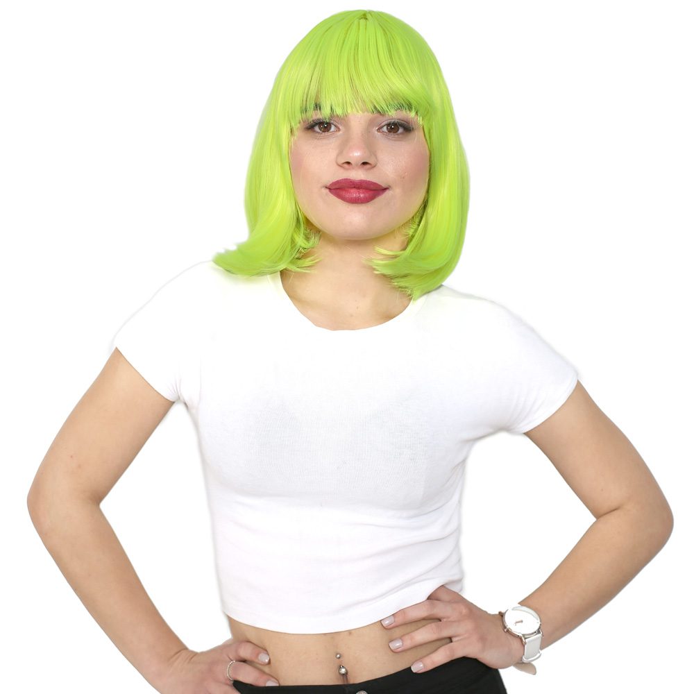 Kanekalon Fiber Synthetic Wig with Bangs / Neon Yellow